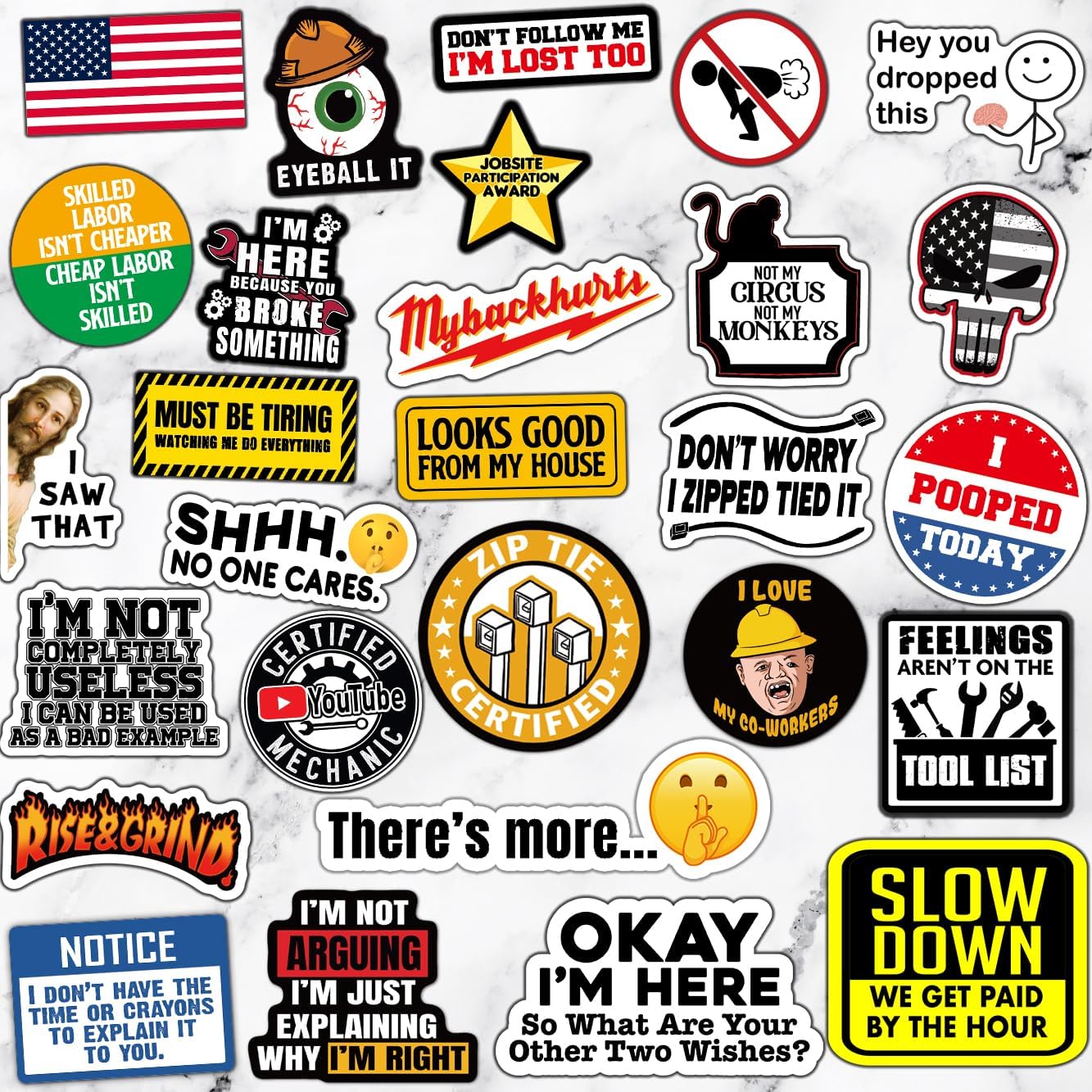 Hilarious Hard Hat Stickers (150 Stickers)